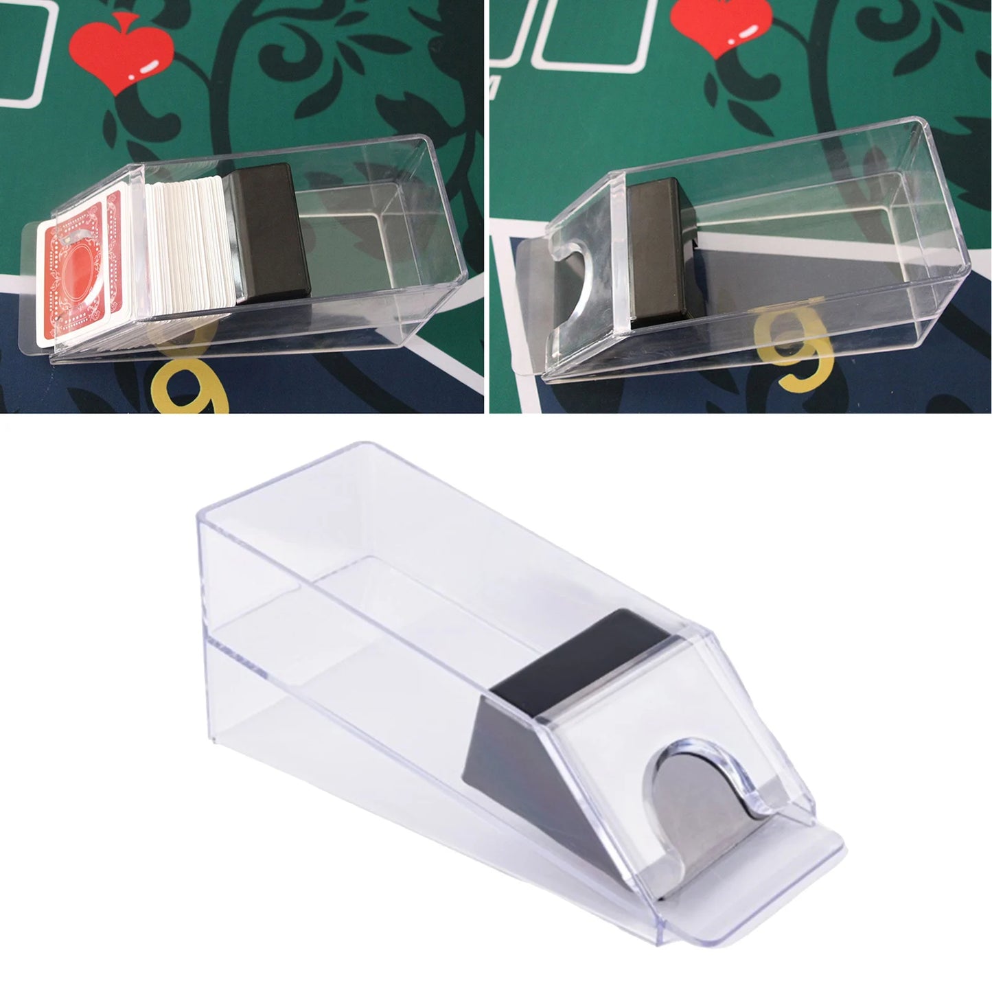 4/6 Decks Discard Tray Lightweight Portable 1-6 Decks Casino Poker Dealer Playling Cards Game Transparent Blackjack Dealing Shoe