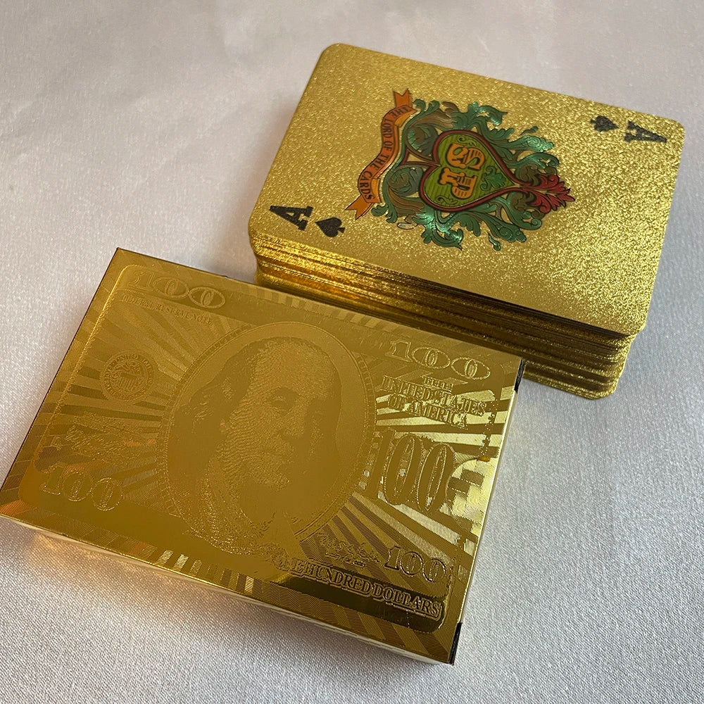 24K Golden Playing Cards Plastic Poker Deck Foil Pack Magic Waterproof Card Gift Collection Gambling Board Game