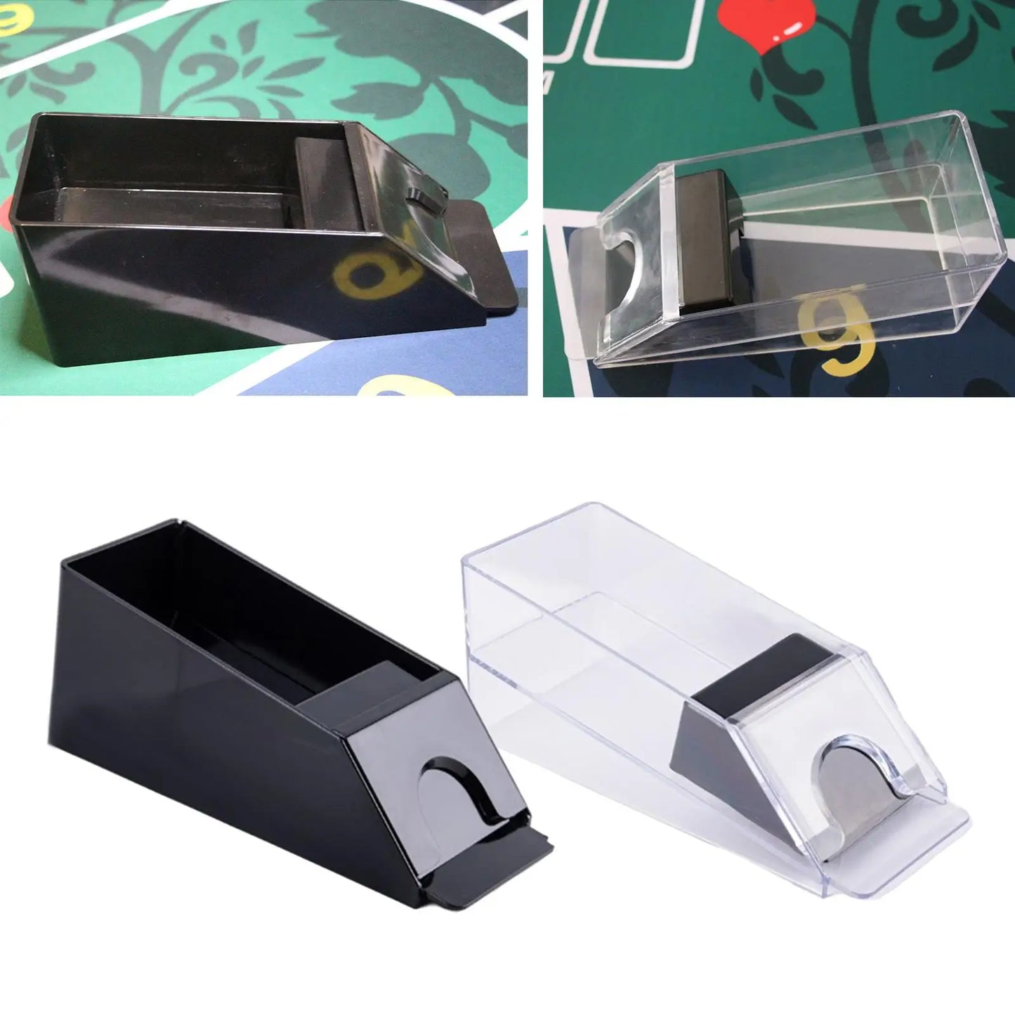 4/6 Decks Discard Tray Lightweight Portable 1-6 Decks Casino Poker Dealer Playling Cards Game Transparent Blackjack Dealing Shoe