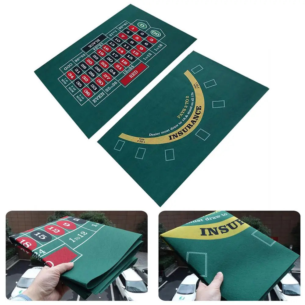 Tabletop Casino Felt Layout Double-sided Poker Game Mat For Blackjack Professional Grade Roulette Game Poker and Blackjack