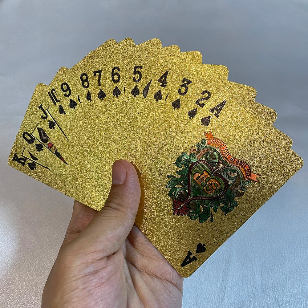 24K Golden Playing Cards Plastic Poker Deck Foil Pack Magic Waterproof Card Gift Collection Gambling Board Game