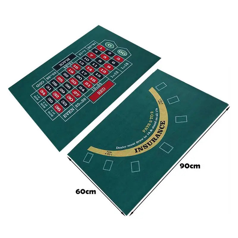 Tabletop Casino Felt Layout Double-sided Poker Game Mat For Blackjack Professional Grade Roulette Game Poker and Blackjack