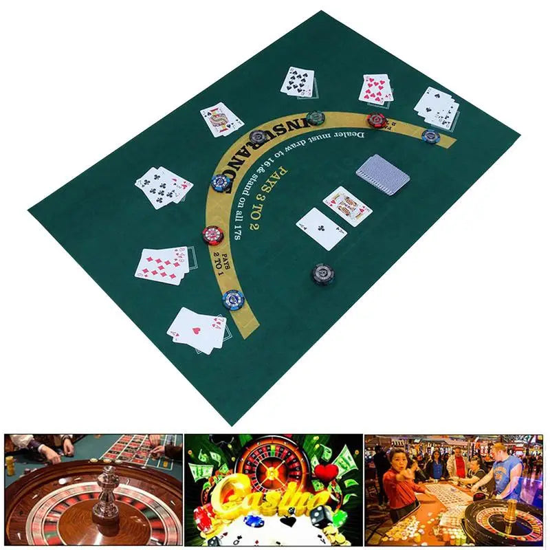Tabletop Casino Felt Layout Double-sided Poker Game Mat For Blackjack Professional Grade Roulette Game Poker and Blackjack