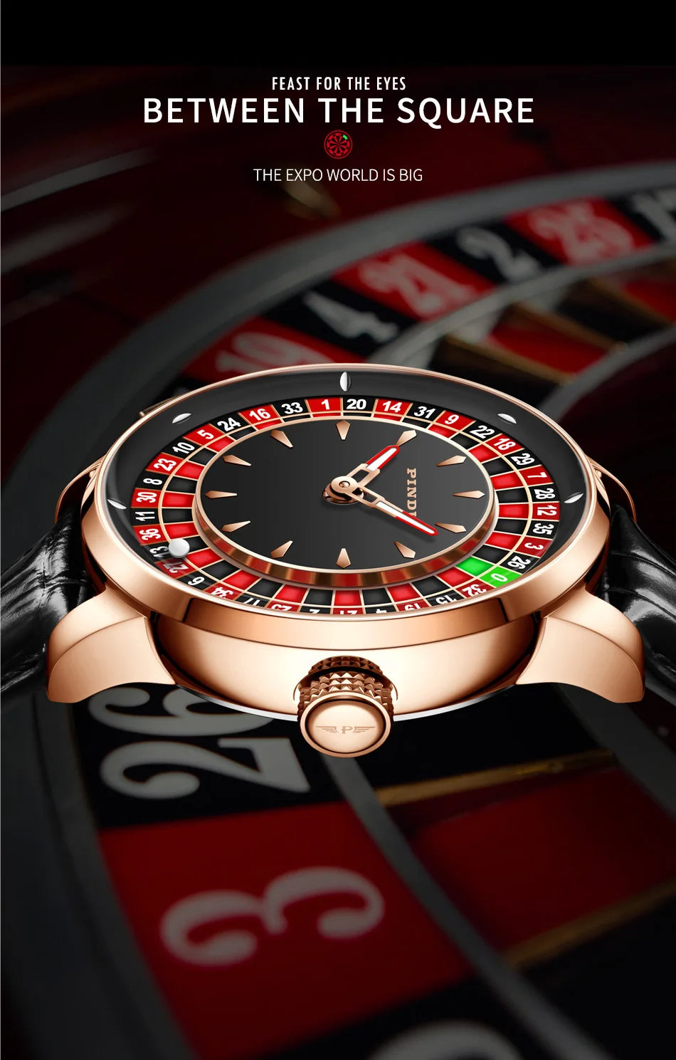 Pindu Player Gambling Series Men's Watch European Roulette Poker Game Fully Automatic Mechanical Sports Design Party Watch
