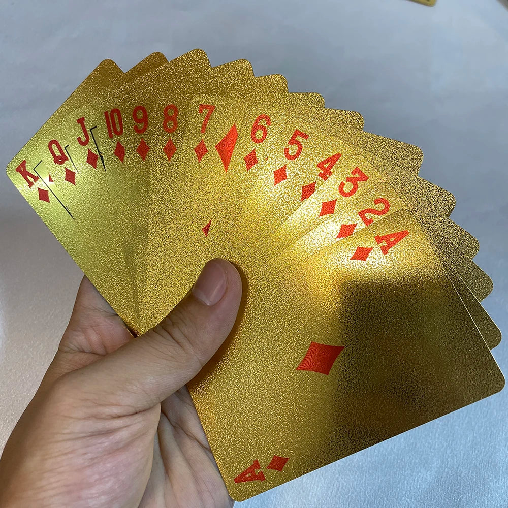24K Golden Playing Cards Plastic Poker Deck Foil Pack Magic Waterproof Card Gift Collection Gambling Board Game