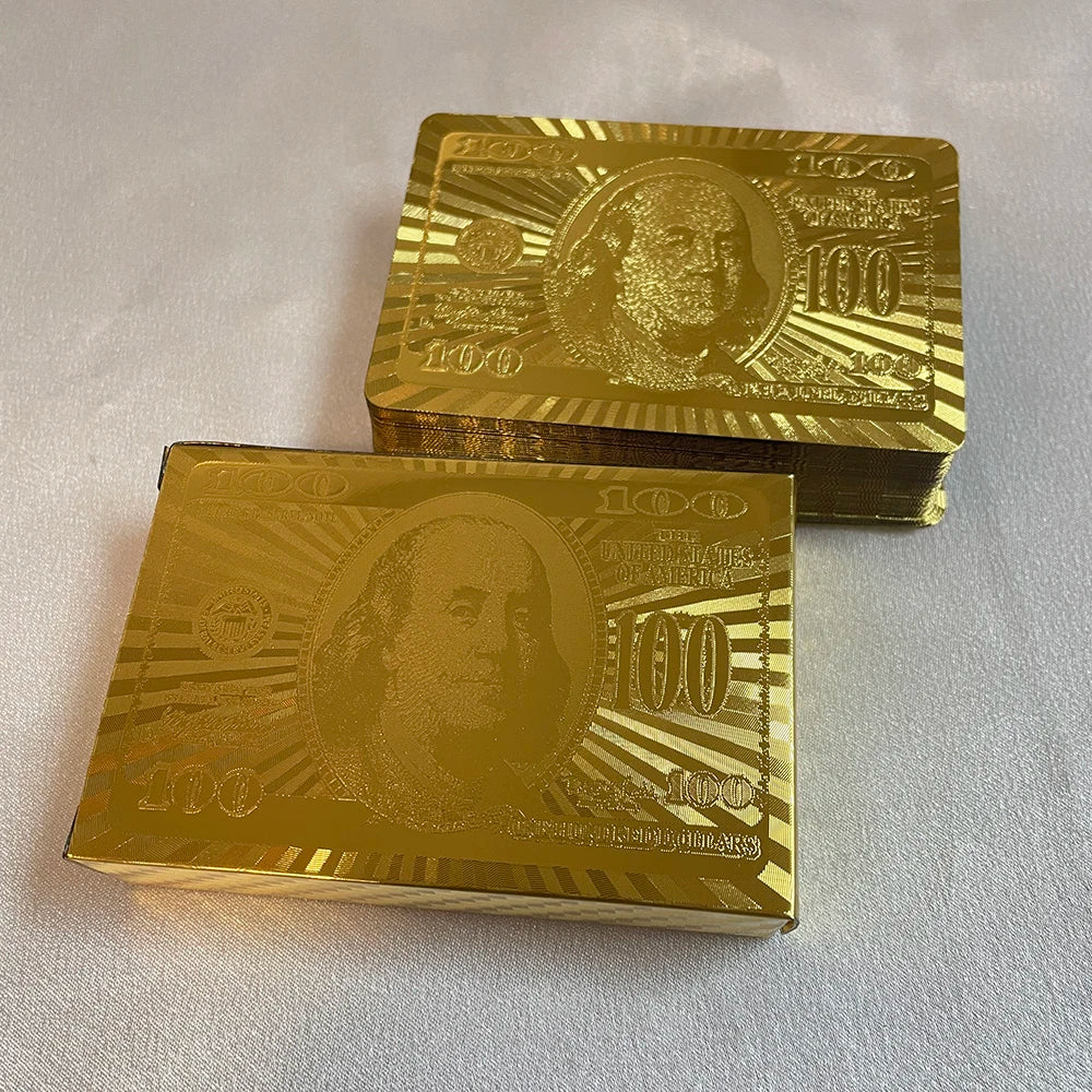 24K Golden Playing Cards Plastic Poker Deck Foil Pack Magic Waterproof Card Gift Collection Gambling Board Game