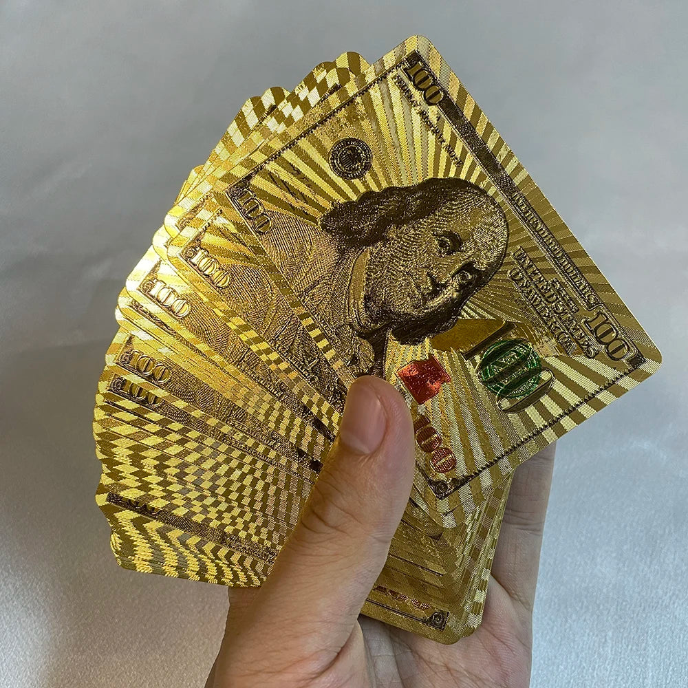 24K Golden Playing Cards Plastic Poker Deck Foil Pack Magic Waterproof Card Gift Collection Gambling Board Game