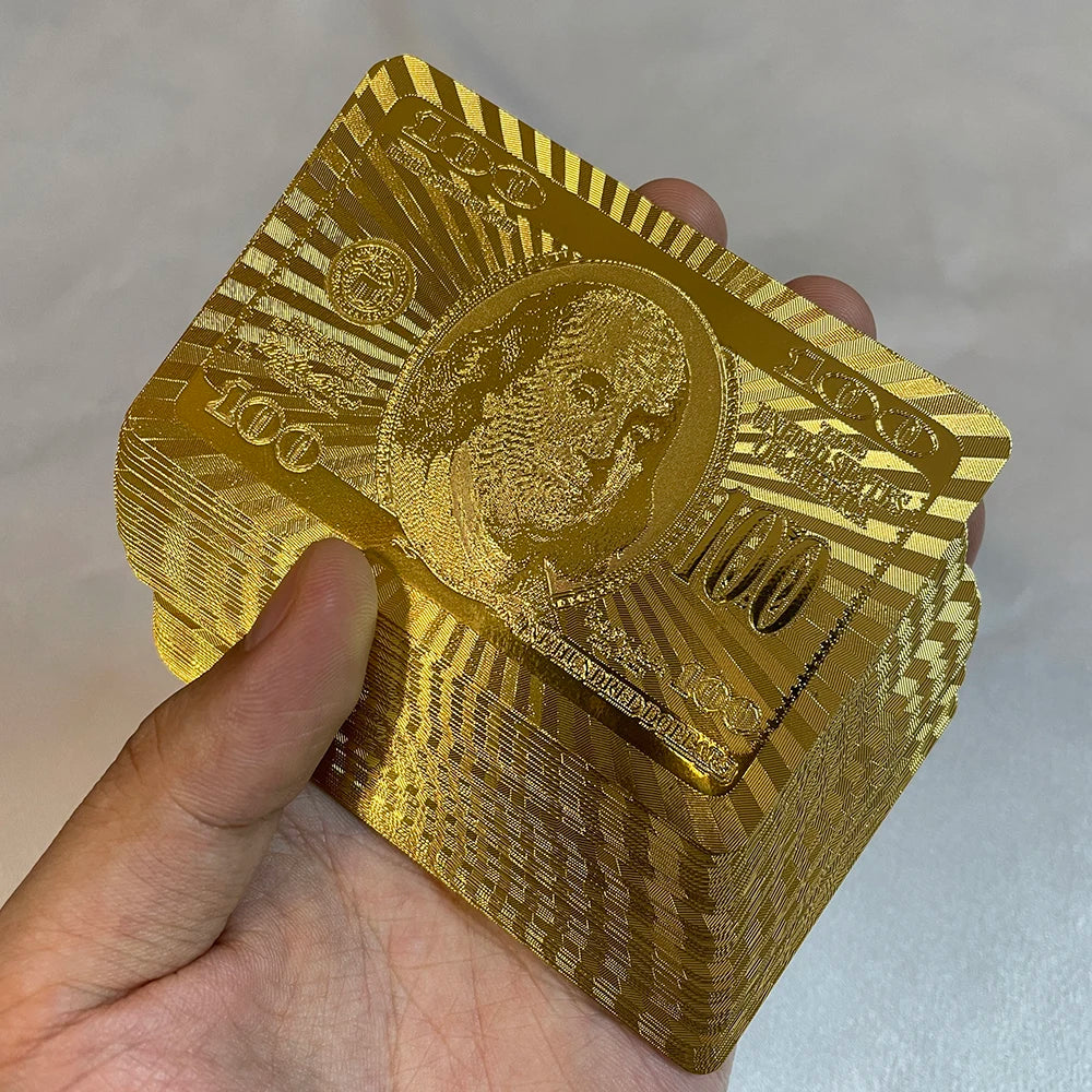 24K Golden Playing Cards Plastic Poker Deck Foil Pack Magic Waterproof Card Gift Collection Gambling Board Game