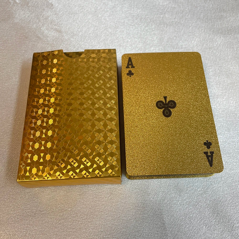 24K Golden Playing Cards Plastic Poker Deck Foil Pack Magic Waterproof Card Gift Collection Gambling Board Game