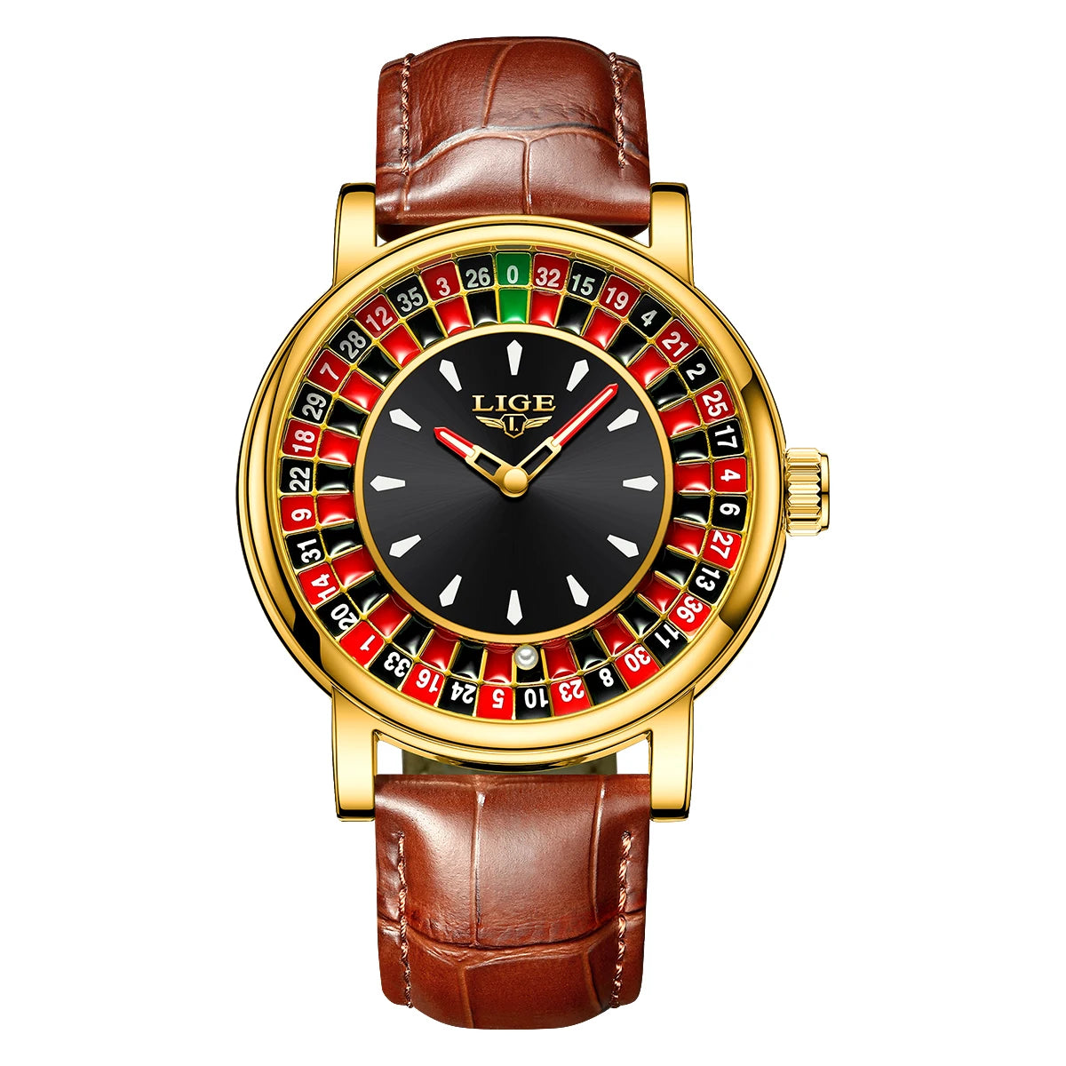 LIGE Retro Trendency Quartz Watches Unique Fashion Luxury Creative Gambling Table Game Dial Casual Waterproof Leather Mens Watch