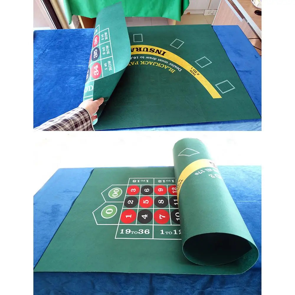 Tabletop Casino Felt Layout Double-sided Poker Game Mat For Blackjack Professional Grade Roulette Game Poker and Blackjack