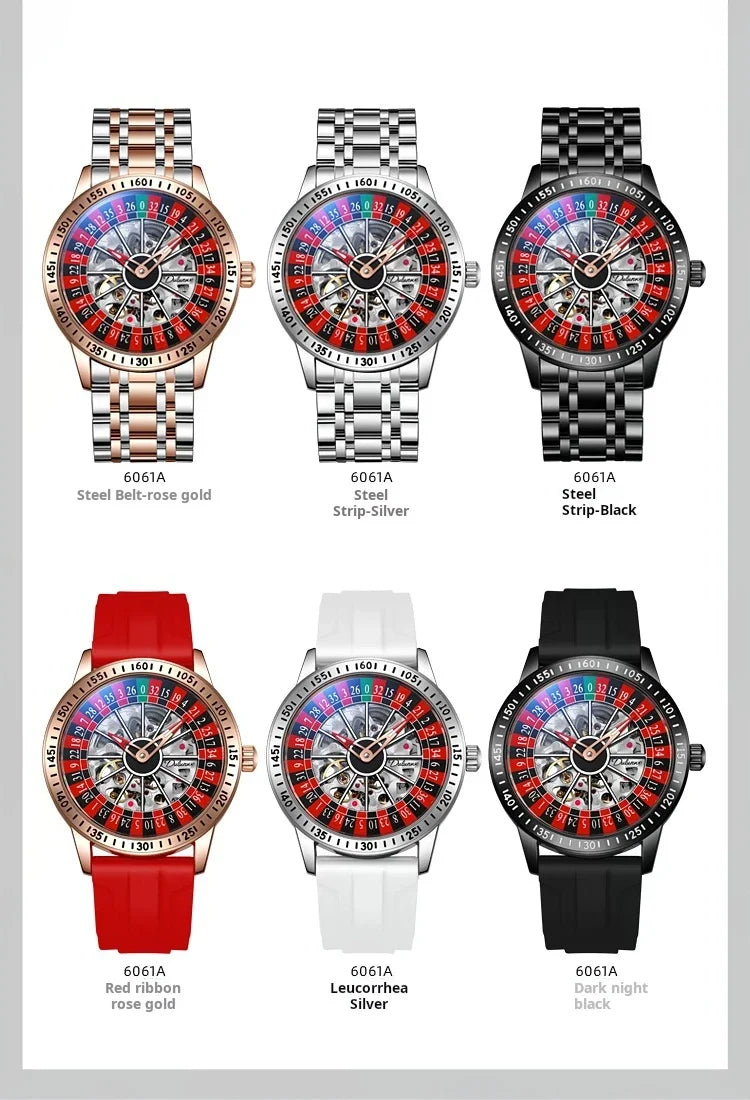 Men Mechanical Watch Automatic Luxury Gambling Rotating Plate Dial Wristwatch Man Casual Waterproof Luminous Clock Reloj Hombre