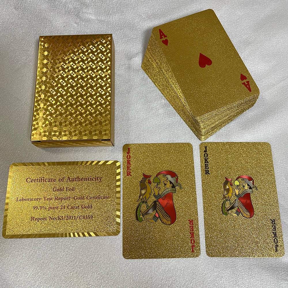 24K Golden Playing Cards Plastic Poker Deck Foil Pack Magic Waterproof Card Gift Collection Gambling Board Game