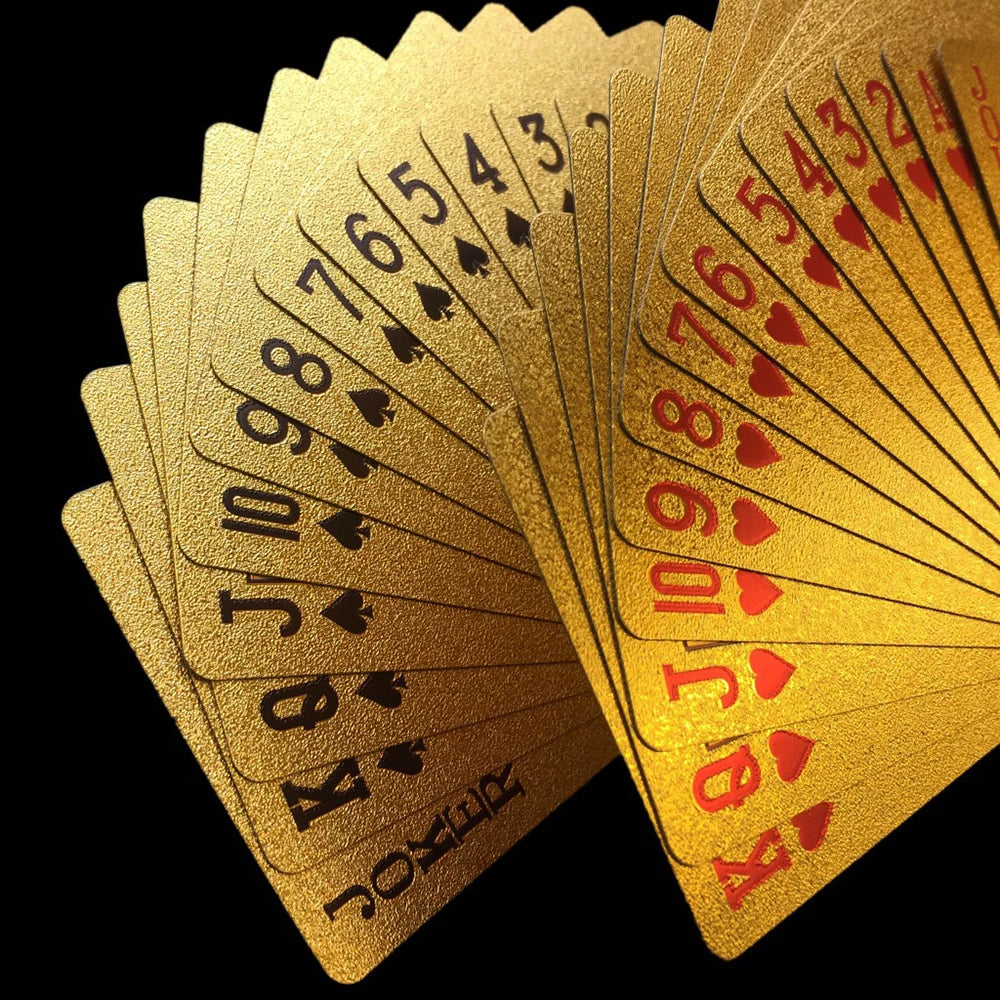 24K Golden Playing Cards Plastic Poker Deck Foil Pack Magic Waterproof Card Gift Collection Gambling Board Game