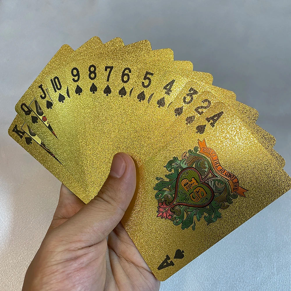24K Golden Playing Cards Plastic Poker Deck Foil Pack Magic Waterproof Card Gift Collection Gambling Board Game