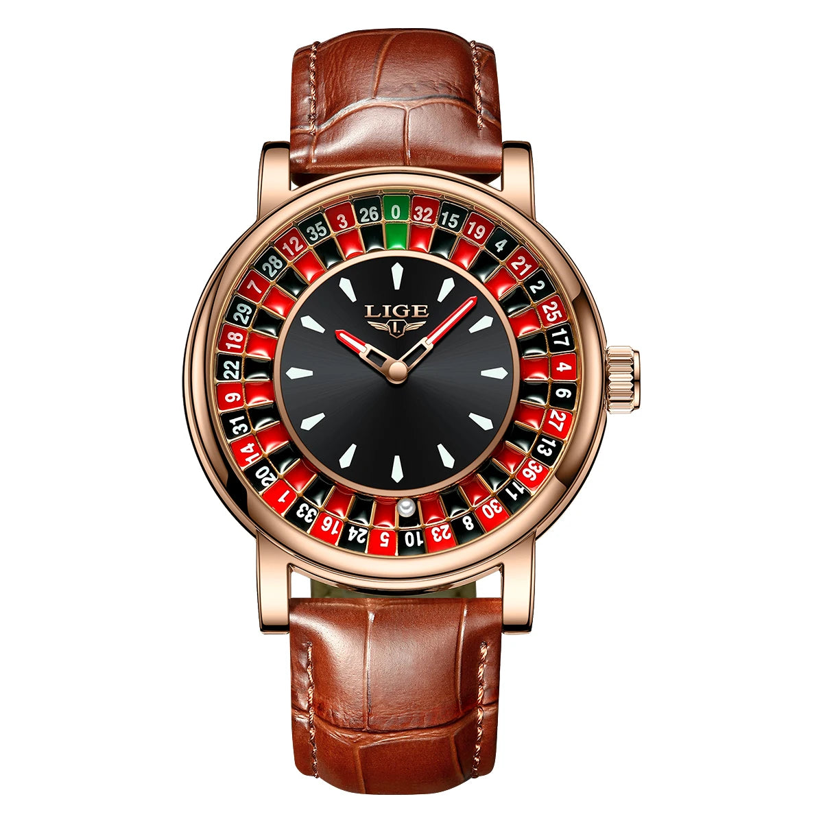 LIGE Retro Trendency Quartz Watches Unique Fashion Luxury Creative Gambling Table Game Dial Casual Waterproof Leather Mens Watch