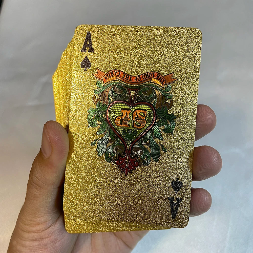 24K Golden Playing Cards Plastic Poker Deck Foil Pack Magic Waterproof Card Gift Collection Gambling Board Game