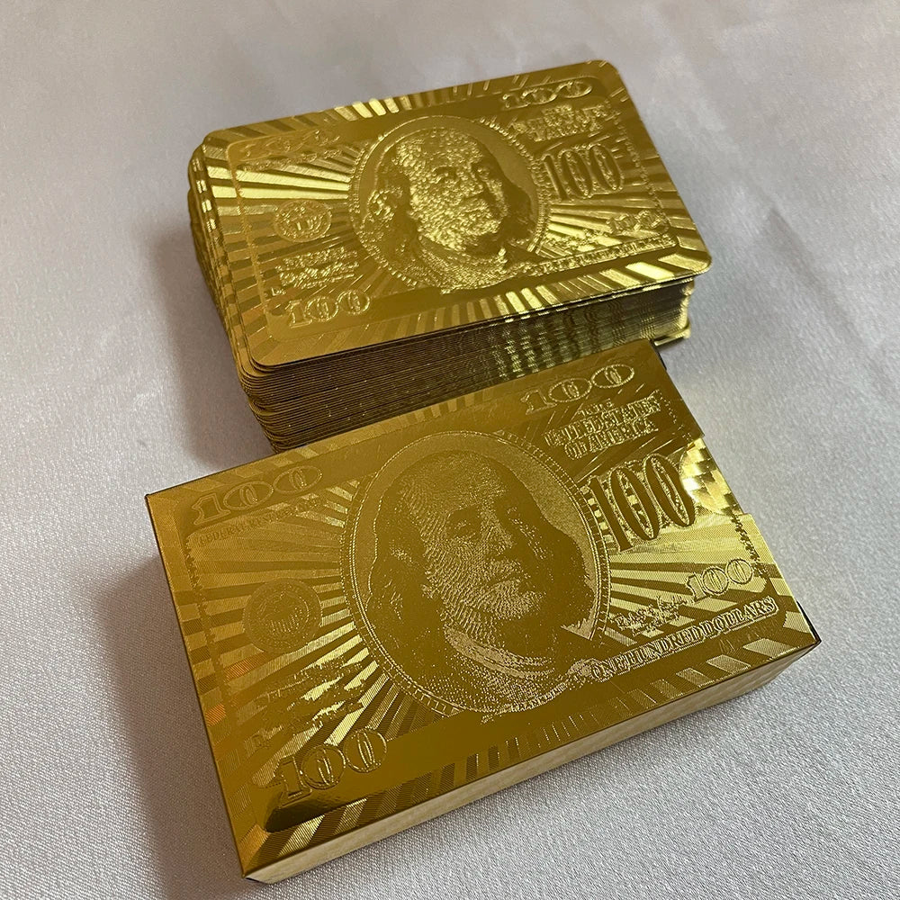 24K Golden Playing Cards Plastic Poker Deck Foil Pack Magic Waterproof Card Gift Collection Gambling Board Game