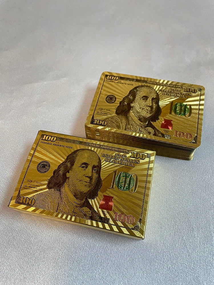 24K Golden Playing Cards Plastic Poker Deck Foil Pack Magic Waterproof Card Gift Collection Gambling Board Game