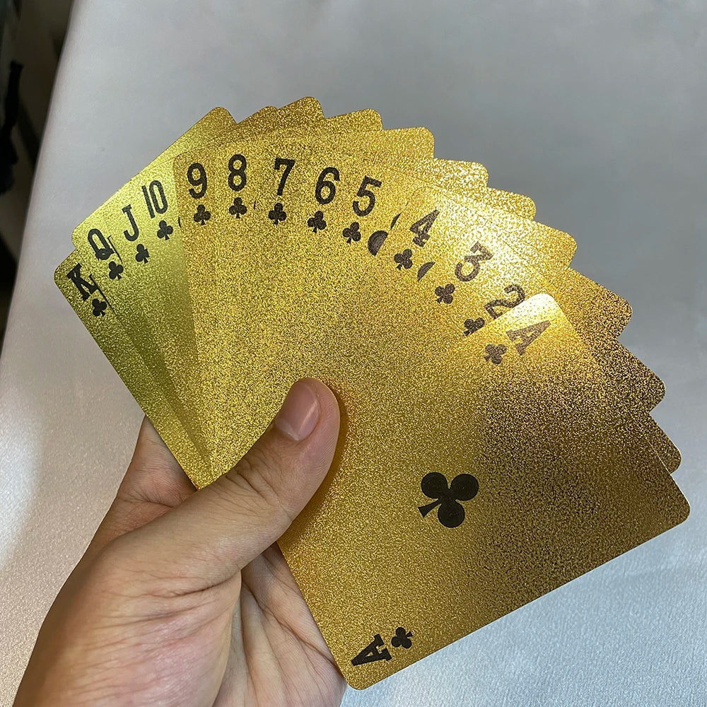 24K Golden Playing Cards Plastic Poker Deck Foil Pack Magic Waterproof Card Gift Collection Gambling Board Game