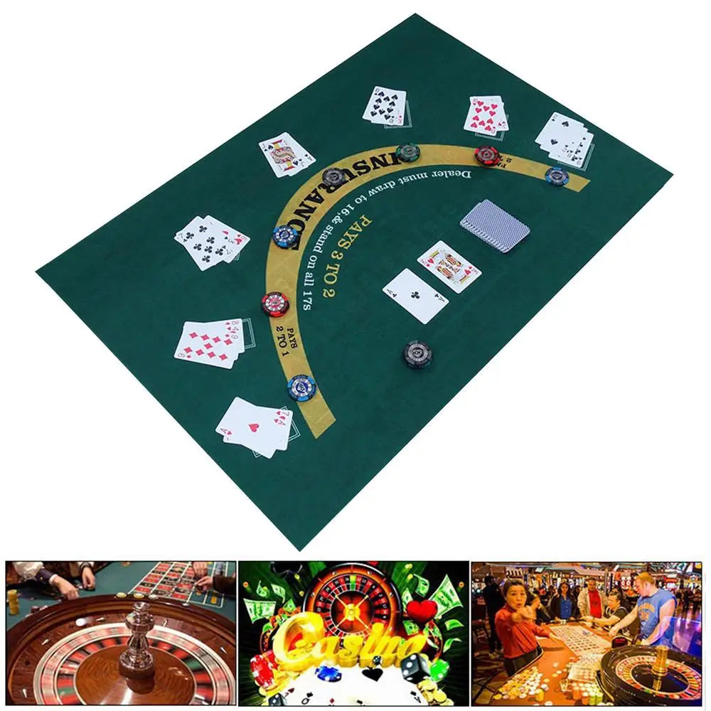 Tabletop Casino Felt Layout Double-sided Poker Game Mat For Blackjack Professional Grade Roulette Game Poker and Blackjack