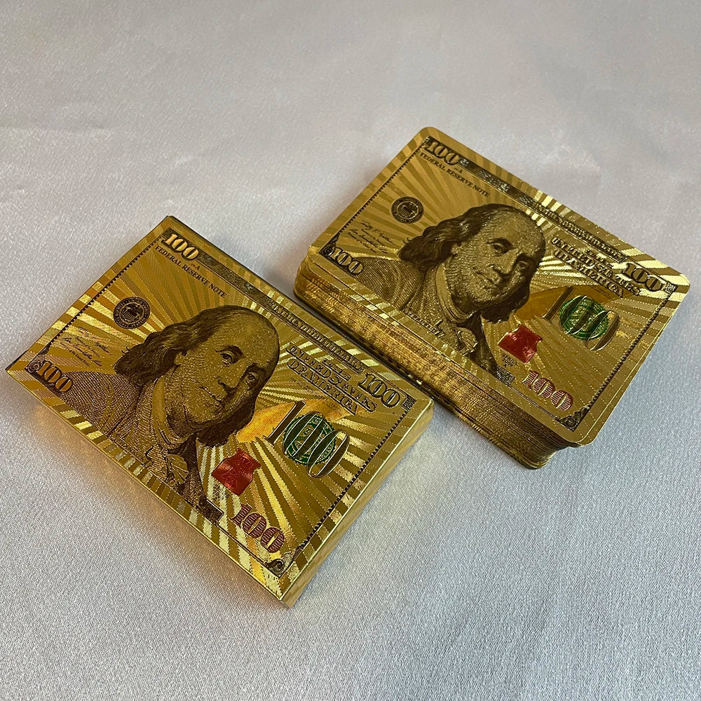 24K Golden Playing Cards Plastic Poker Deck Foil Pack Magic Waterproof Card Gift Collection Gambling Board Game