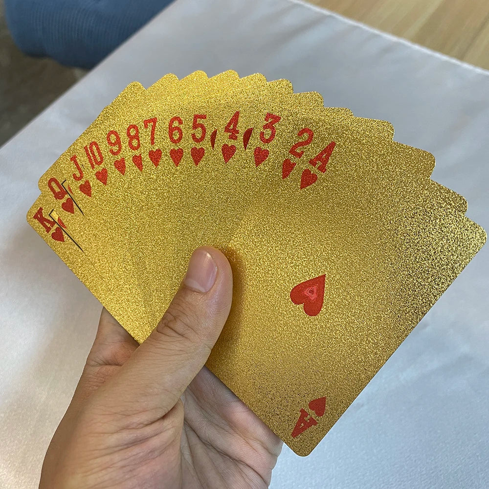 24K Golden Playing Cards Plastic Poker Deck Foil Pack Magic Waterproof Card Gift Collection Gambling Board Game