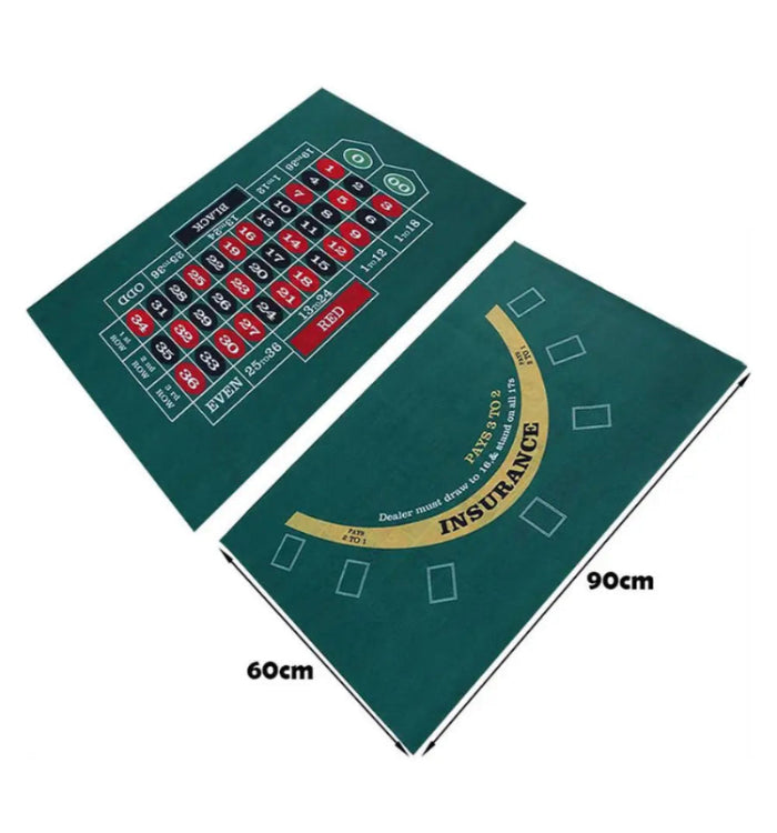 Tabletop Casino Felt Layout Double-sided Poker Game Mat For Blackjack Professional Grade Roulette Game Poker and Blackjack