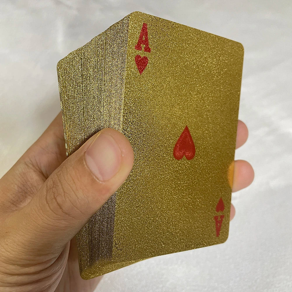 24K Golden Playing Cards Plastic Poker Deck Foil Pack Magic Waterproof Card Gift Collection Gambling Board Game